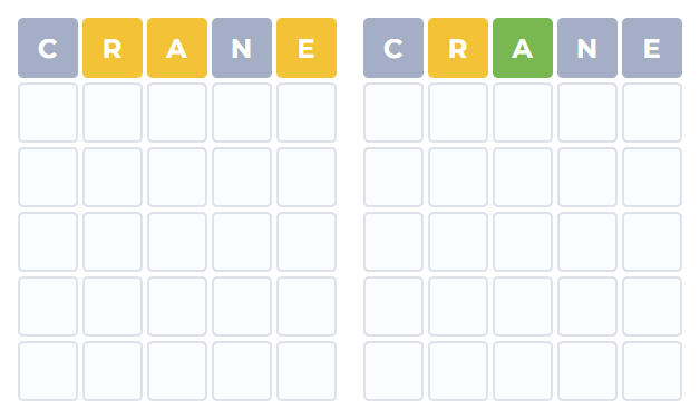 Entering the first word in Duotrigordle game